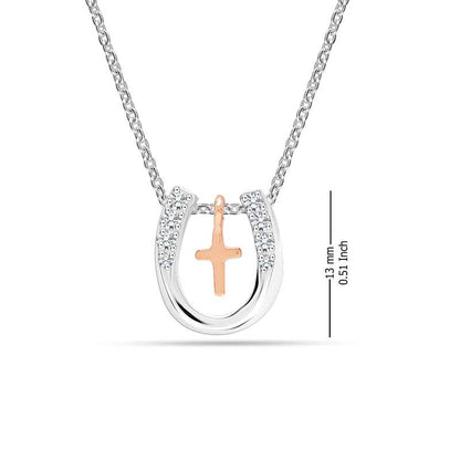 Lucky Embrace: 925 Sterling Silver Cross and Horseshoe Pendant Necklace - Perfect Jewelry Gift for Women and Teens For Self Rakva