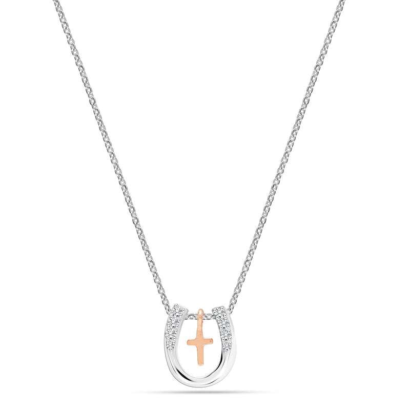 Lucky Embrace: 925 Sterling Silver Cross and Horseshoe Pendant Necklace - Perfect Jewelry Gift for Women and Teens For Self Rakva