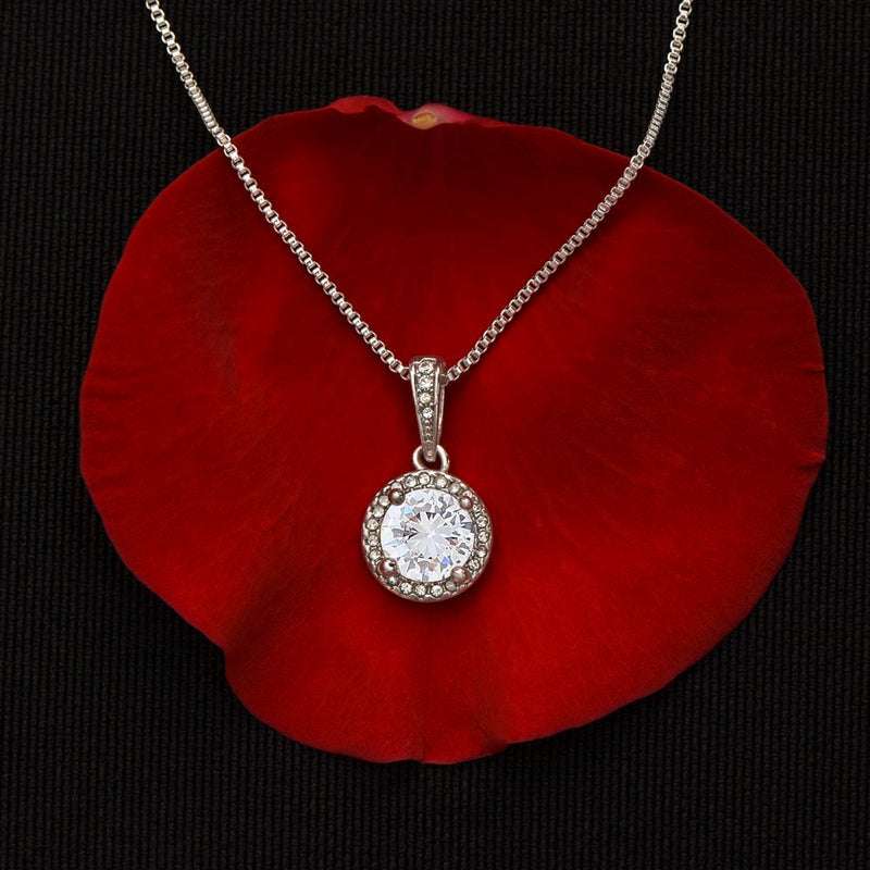 Luminous Beauty: Solitaire Single Stone Pure Silver Necklace For Self Rakva