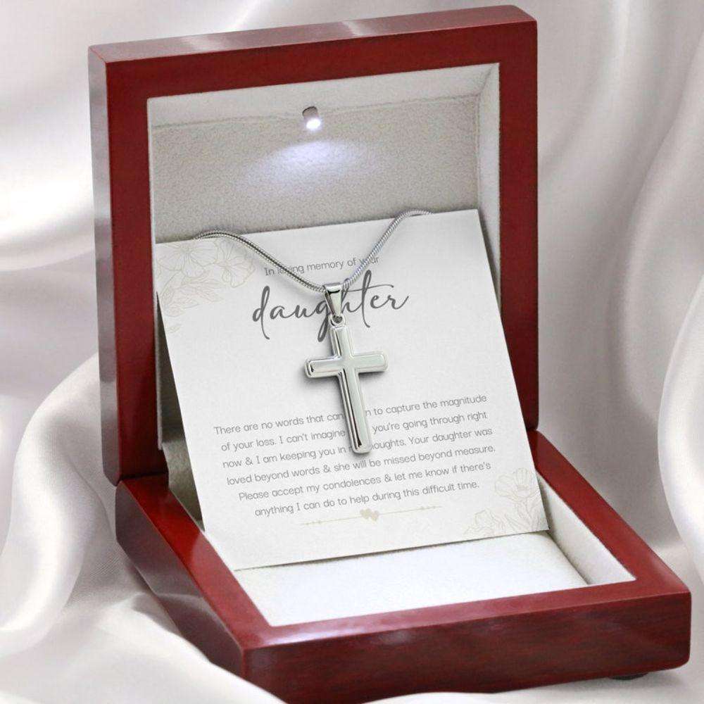 Memorials Necklace, Bereavement Gift For Loss Of Daughter, In Loving Memory Of Daughter Memorial Cross Necklace Gifts For Daughter Rakva