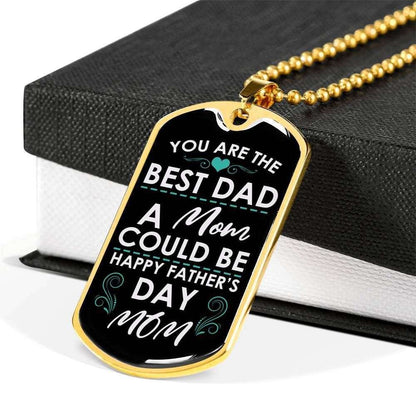 Mom Dog Tag Mother’S Day Gift, The Best Dad A Mom Could Be Dog Tag Military Chain Necklace Gift For Mama Gifts for Mother (Mom) Rakva