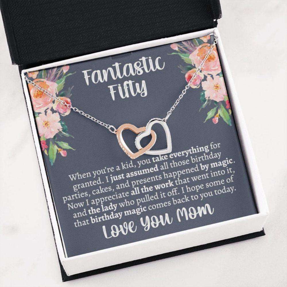 Mom Necklace, 50Th Birthday Necklace Gift For Mom From Daughter, Mom Turning 50, Fantastic Fifty, Gift For Mom Turning Fifty Years Old Gifts For Daughter Rakva