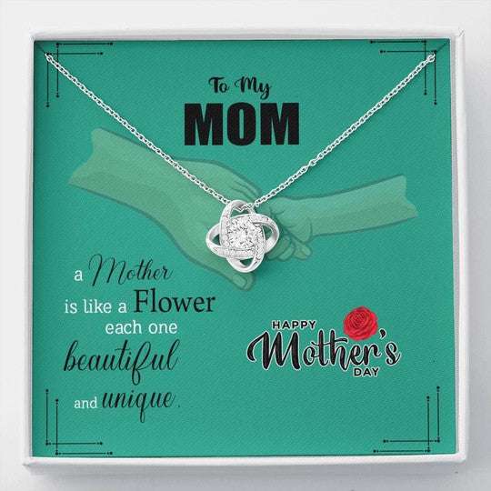 Mom Necklace, A Mother Is Like A Flower Gift For Mom Love Knot Necklace Gifts for Mother (Mom) Rakva