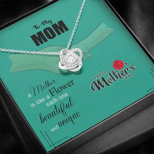 Mom Necklace, A Mother Is Like A Flower Gift For Mom Love Knot Necklace Gifts for Mother (Mom) Rakva