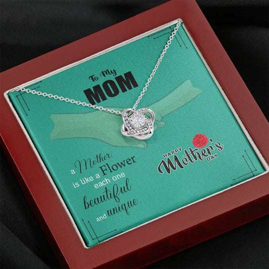 Mom Necklace, A Mother Is Like A Flower Gift For Mom Love Knot Necklace Gifts for Mother (Mom) Rakva