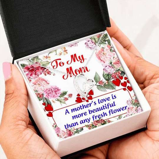 Mom Necklace, A Mother’S Love Is More Beautiful Forever Love Necklace For Mom Gifts for Mother (Mom) Rakva