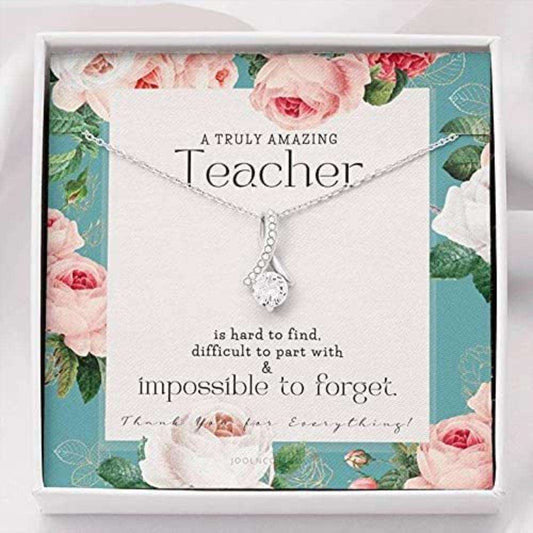 Mom Necklace, A Truly Amazing Teacher Necklace Gift “ Impossible To Forget Gifts for Mother (Mom) Rakva