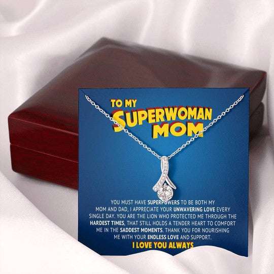 Mom Necklace, Alluring Beauty Necklace Gift For Mom Superwoman Mom I Love You Always Gifts for Mother (Mom) Rakva