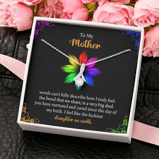 Mom Necklace, Alluring Beauty Necklace Gift For Mom The Luckiest Daughter On Earth Gifts For Daughter Rakva