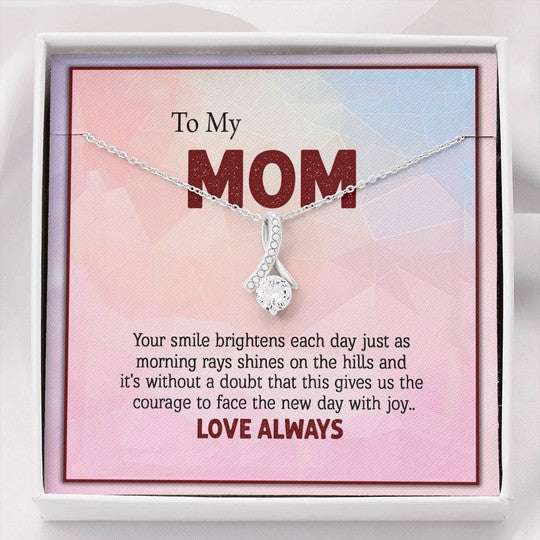 Mom Necklace, Alluring Beauty Necklace Gift For Mom Your Smile Brightens My Each Day Gifts for Mother (Mom) Rakva