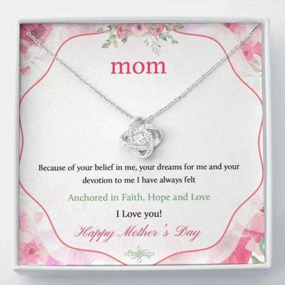 Mom Necklace, Anchored In Faith Hope And Love Gift For Mom Love Knot Necklace Gifts for Mother (Mom) Rakva