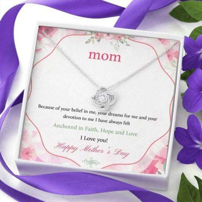 Mom Necklace, Anchored In Faith Hope And Love Gift For Mom Love Knot Necklace Gifts for Mother (Mom) Rakva