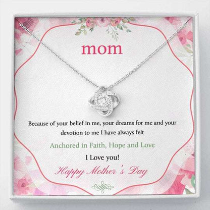 Mom Necklace, Anchored In Faith Hope And Love Gift For Mom Love Knot Necklace Gifts for Mother (Mom) Rakva