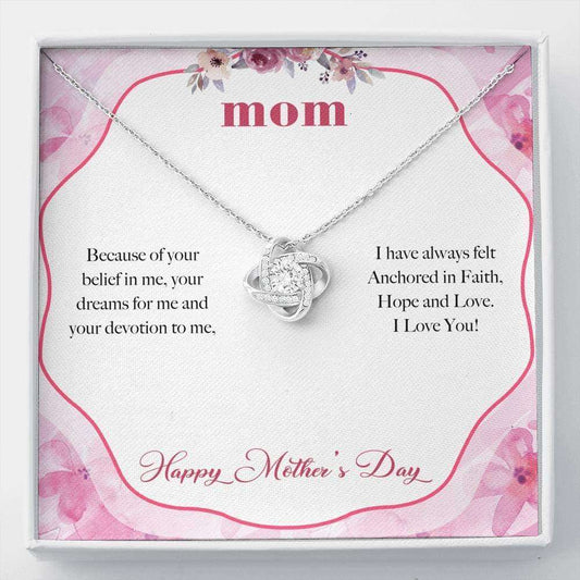 Mom Necklace, Anchored In Faith Mother’S Day Love Knot Necklace Gifts for Mother (Mom) Rakva