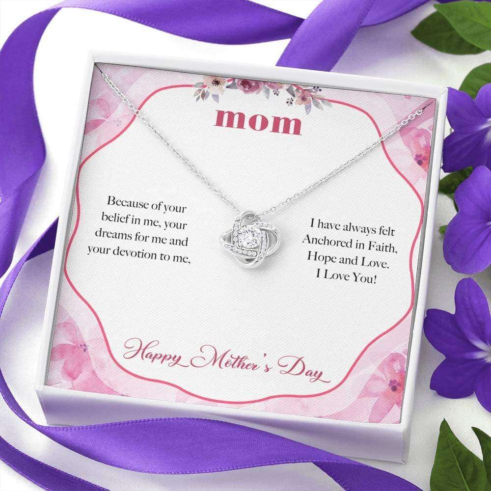 Mom Necklace, Anchored In Faith Mother’S Day Love Knot Necklace Gifts for Mother (Mom) Rakva