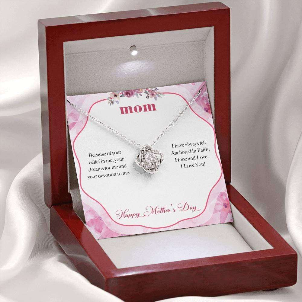 Mom Necklace, Anchored In Faith Mother’S Day Love Knot Necklace Gifts for Mother (Mom) Rakva