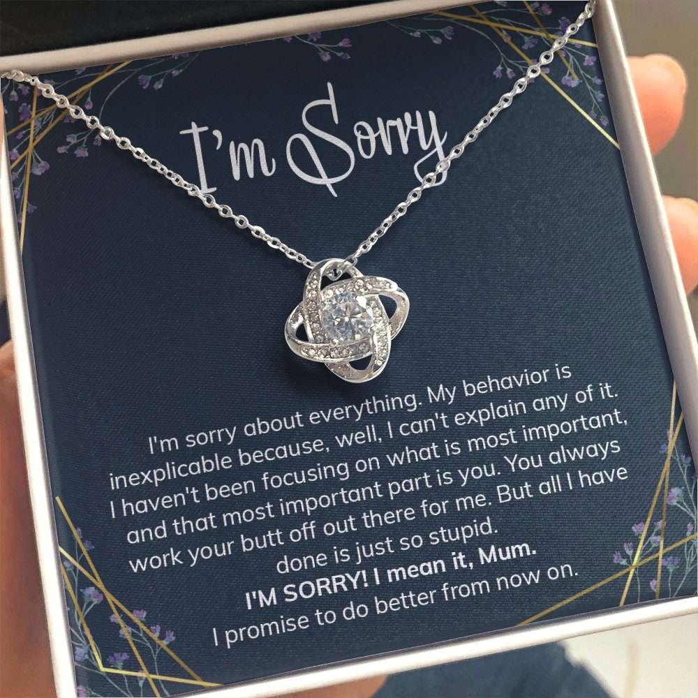 Mom Necklace, Apology Gift To Mum Love Knot Necklace I Am Sorry Jewelry Forgiveness Gift For Mum Gifts for Mother (Mom) Rakva