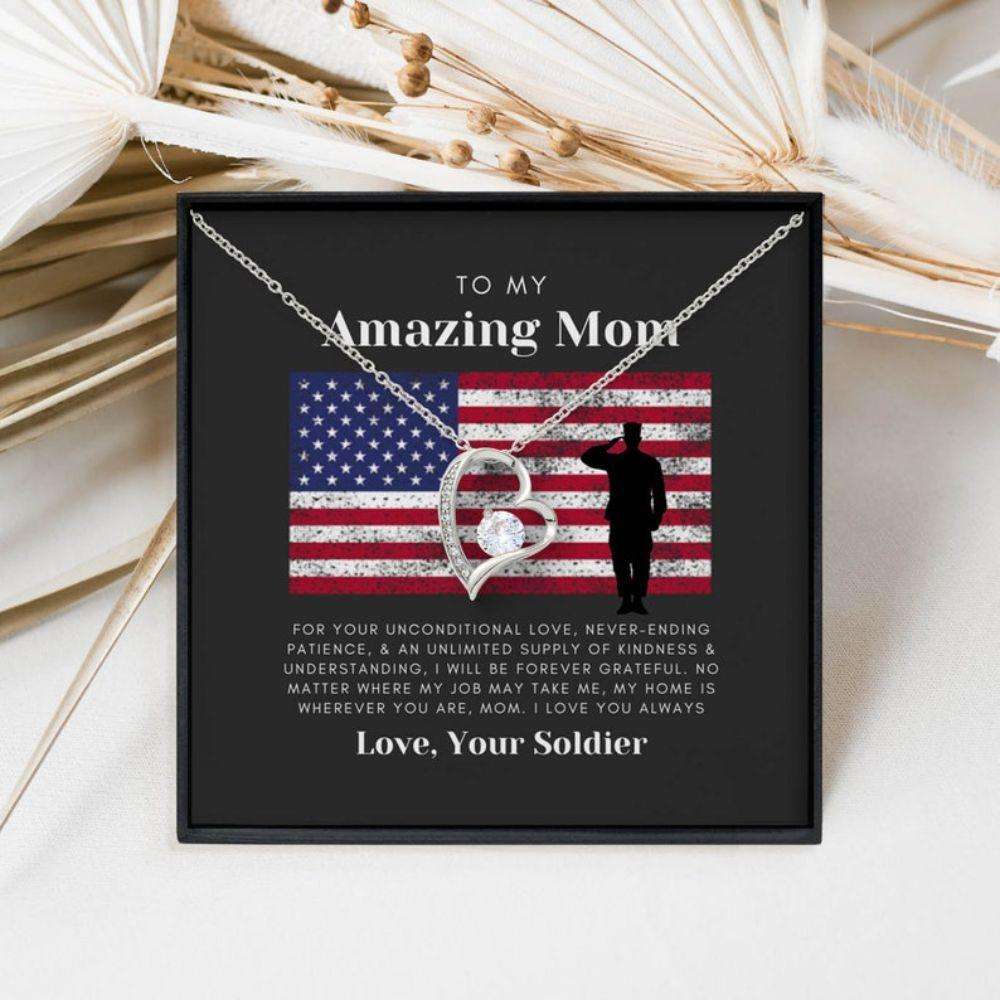 Mom Necklace, Army Mom Gift, Military Mom Forever Love Necklace Gift, Gift For Mom From Soldier Gifts for Mother (Mom) Rakva