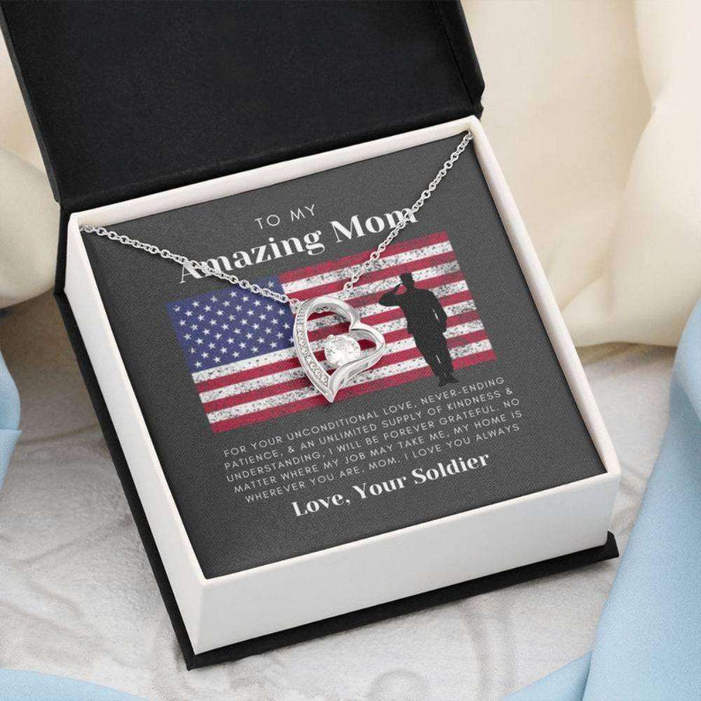 Mom Necklace, Army Mom Gift, Military Mom Forever Love Necklace Gift, Gift For Mom From Soldier Gifts for Mother (Mom) Rakva