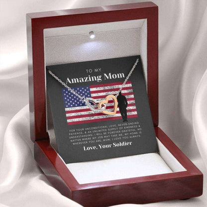 Mom Necklace, Army Mom Gift, Military Mom Hearts Necklace Gift, Gift For Mom From Soldier Gifts for Mother (Mom) Rakva