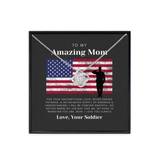 Mom Necklace, Army Mom Gift, Military Mom Love Knot Necklace, Gift For Mom From Soldier Gifts for Mother (Mom) Rakva