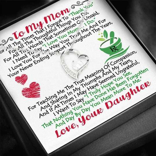 Mom Necklace, Bartender Daughter Gift For Mom Forever Love Necklace You Mean More To Me Gifts For Daughter Rakva