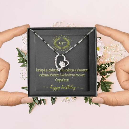 Mom Necklace, Best Gift For Mom Happy 40Th Birthday Forever Love Necklace Gifts for Mother (Mom) Rakva