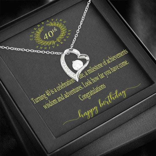 Mom Necklace, Best Gift For Mom Happy 40Th Birthday Forever Love Necklace Gifts for Mother (Mom) Rakva