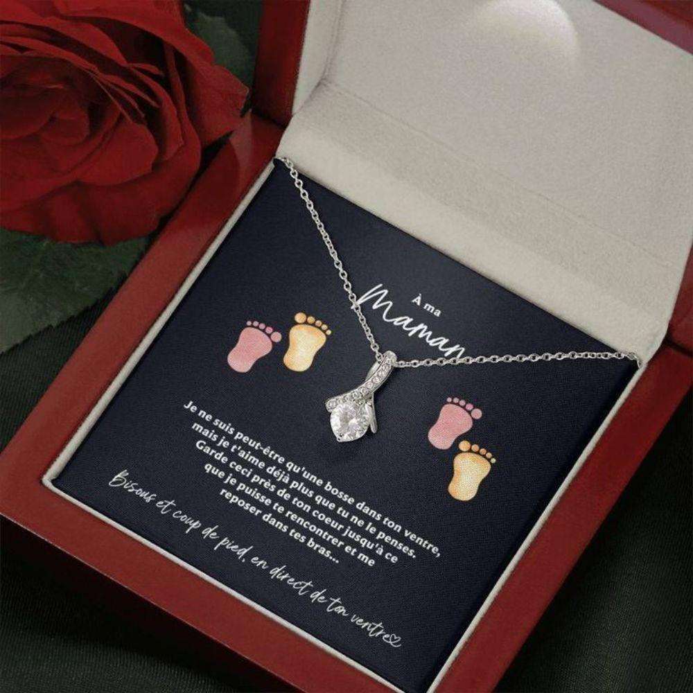 Mom Necklace, Bisous Et Coup De Pied En Direct De Ton Ventre Alluring Beauty Necklace Gift For Mom Gifts for Mother (Mom) Rakva