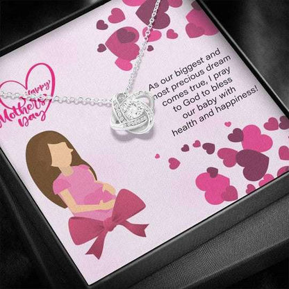 Mom Necklace, Bless Our Baby With Health And Happiness Love Knot Necklace Gift For Mom To Be Gifts for Mother (Mom) Rakva