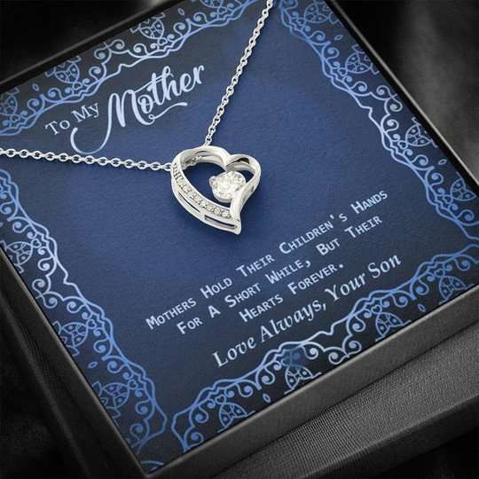 Mom Necklace, Blue Paisley Son Gift For Mom Forever Love Necklace Thank You Gifts for Mother (Mom) Rakva