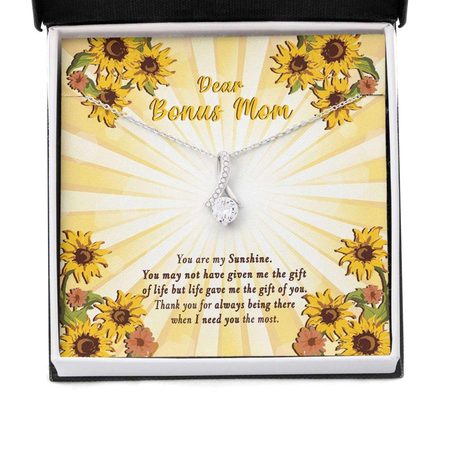 Mom Necklace, Bonus Mom Necklace: Gift For Mother’S Day Sunflower And Sunshine, Cute Message Card Gifts for Mother (Mom) Rakva