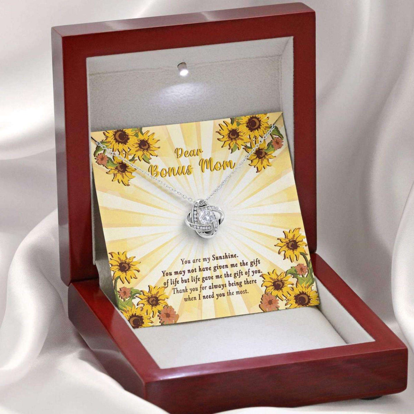 Mom Necklace, Bonus Mom Necklace: Gift For Mother’S Day Sunflower And Sunshine, Cute Message Card Gifts for Mother (Mom) Rakva