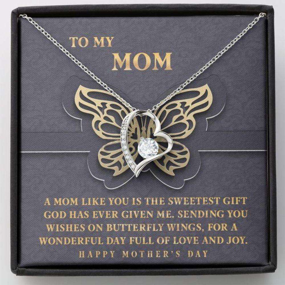 Mom Necklace, Butterfly Mother’S Day Gift “ Gift Necklace Message Card Gifts for Mother (Mom) Rakva