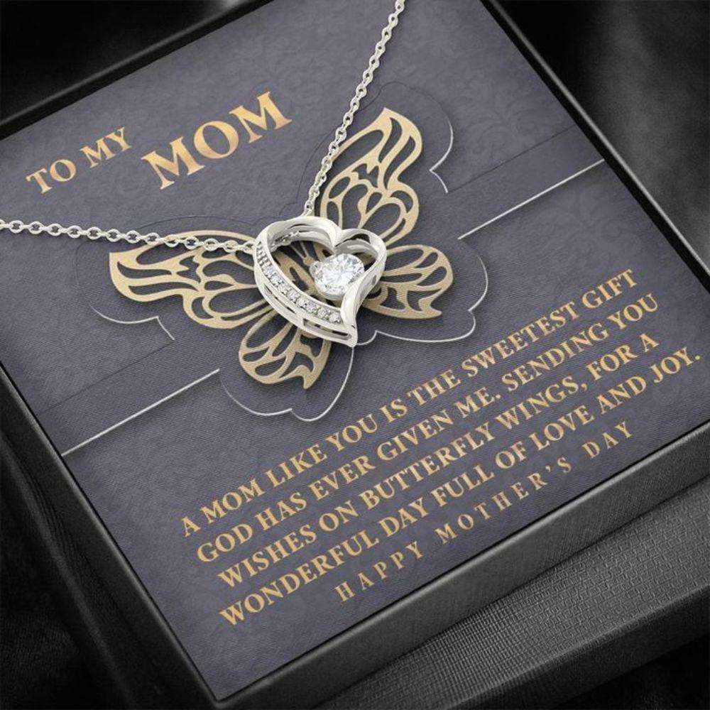 Mom Necklace, Butterfly Mother’S Day Gift “ Gift Necklace Message Card Gifts for Mother (Mom) Rakva