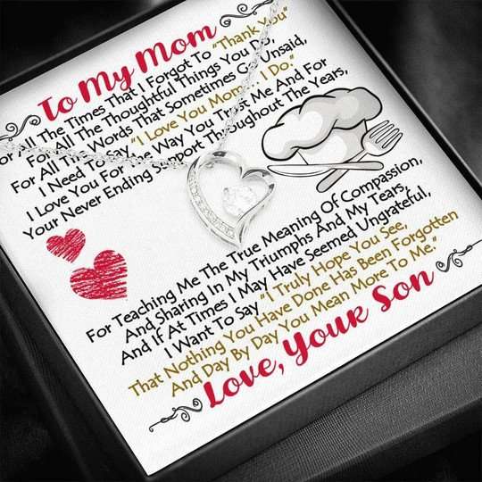 Mom Necklace, Chief Son Gift For Mom Forever Love Necklace You Mean More To Me Gifts for Mother (Mom) Rakva