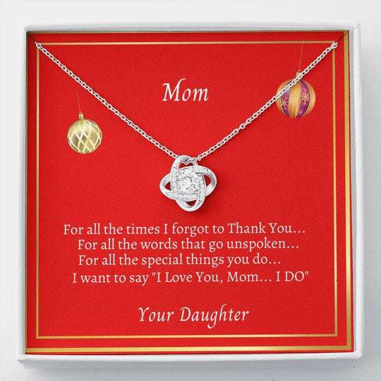 Mom Necklace, Christmas Daughter Gift For Mom Love Knot Necklace Thank You So Much Gifts For Daughter Rakva