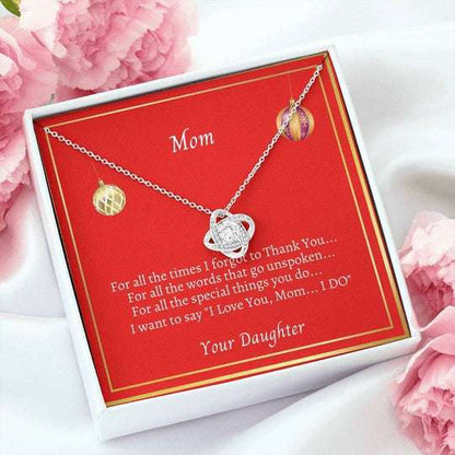 Mom Necklace, Christmas Daughter Gift For Mom Love Knot Necklace Thank You So Much Gifts For Daughter Rakva