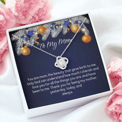 Mom Necklace, Christmas Gift For Mom Love Knot Necklace Thanks For Being My Mother Gifts for Mother (Mom) Rakva