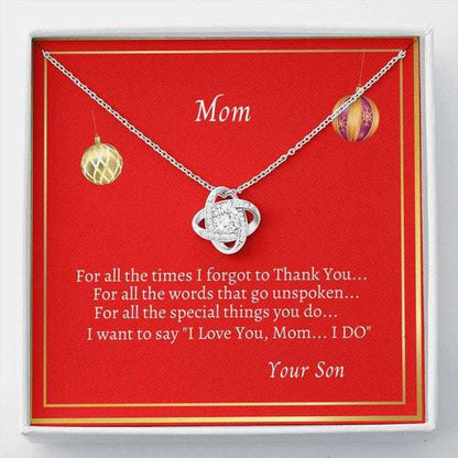 Mom Necklace, Christmas Son Gift For Mom Love Knot Necklace Thank You A Lot Gifts for Mother (Mom) Rakva