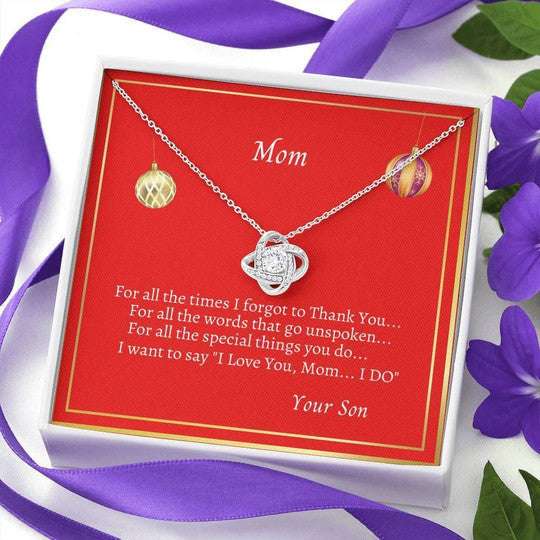 Mom Necklace, Christmas Son Gift For Mom Love Knot Necklace Thank You A Lot Gifts for Mother (Mom) Rakva