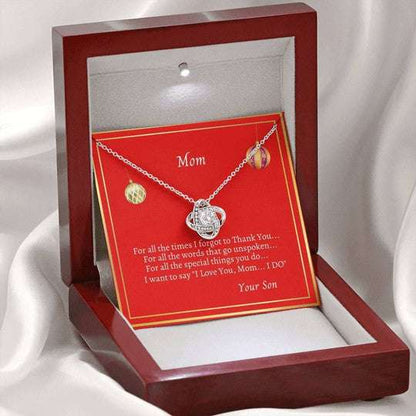 Mom Necklace, Christmas Son Gift For Mom Love Knot Necklace Thank You A Lot Gifts for Mother (Mom) Rakva