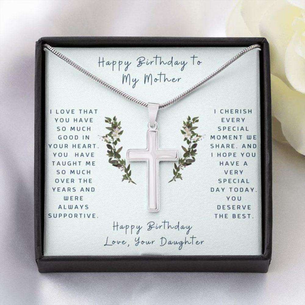 Mom Necklace, Cross Necklace To Mother From Daughter “ Faithful Cross Necklace “ Gift Necklace Message Card Gifts For Daughter Rakva