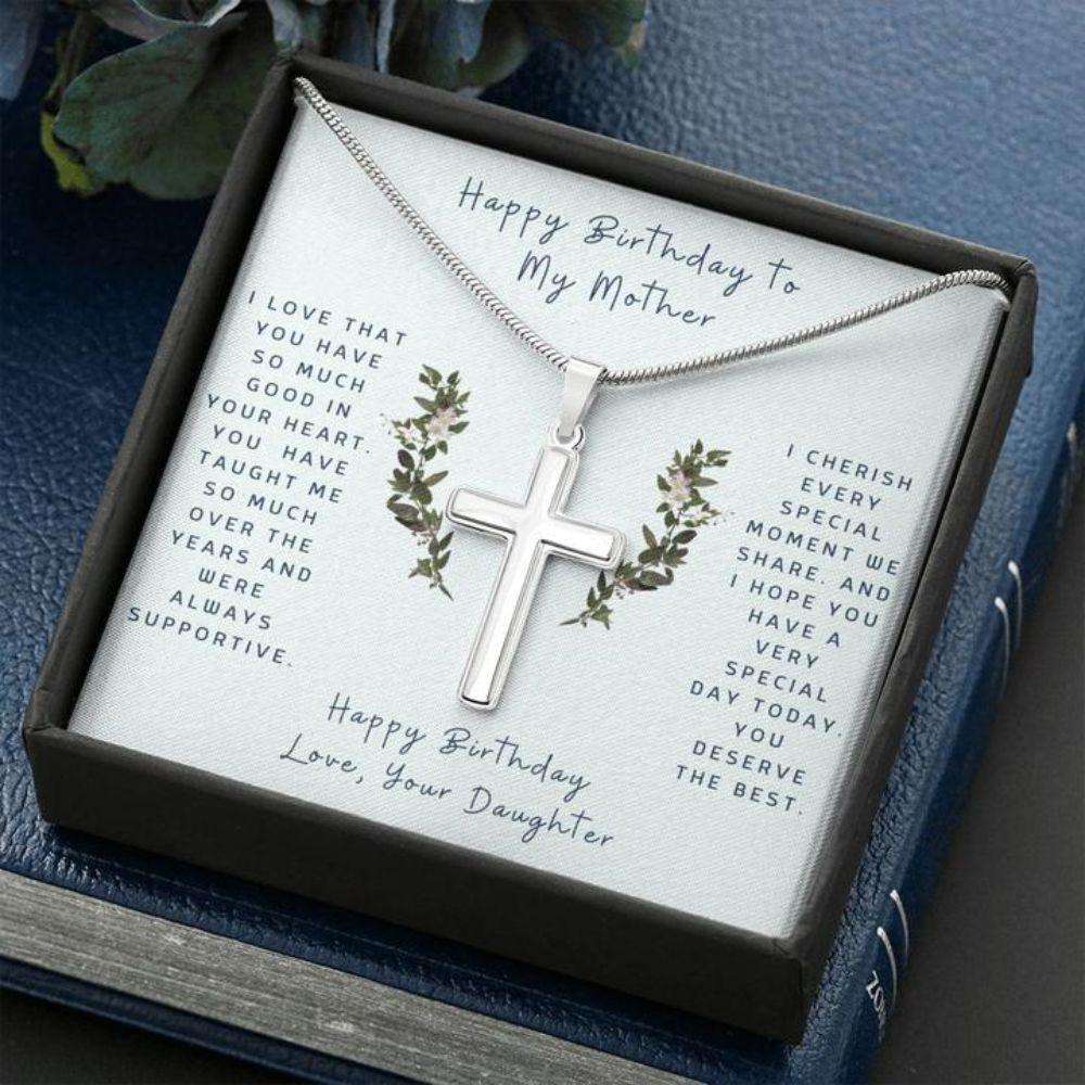 Mom Necklace, Cross Necklace To Mother From Daughter “ Faithful Cross Necklace “ Gift Necklace Message Card Gifts For Daughter Rakva