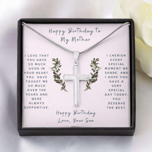 Mom Necklace, Cross Necklace To Mother From Son Faithful Cross Necklace “ Gift Necklace Message Card Gifts for Mother (Mom) Rakva