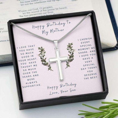 Mom Necklace, Cross Necklace To Mother From Son Faithful Cross Necklace “ Gift Necklace Message Card Gifts for Mother (Mom) Rakva