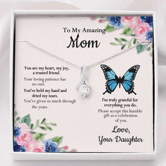 Mom Necklace, Daughter Gift For Mom Alluring Beauty Necklace You Are My Heart Gifts For Daughter Rakva