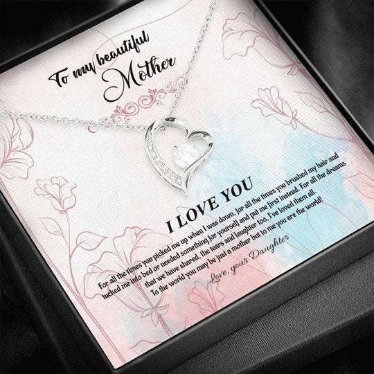 Mom Necklace, Daughter Gift For Mom Forever Love Necklace You Are The World Gifts For Daughter Rakva