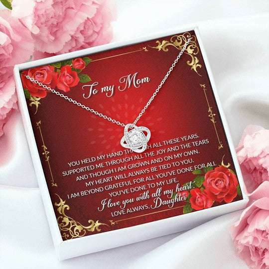 Mom Necklace, Daughter Gift For Mom Love Knot Necklace I Love You With All My Heart Gifts For Daughter Rakva