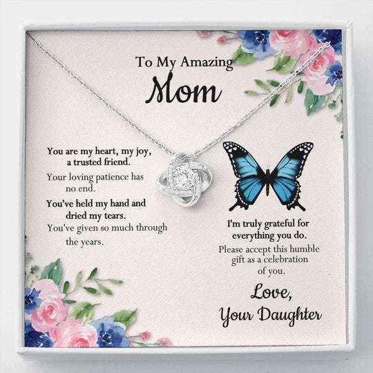 Mom Necklace, Daughter Gift For Mom Love Knot Necklace I’M Truly Gratedful For Everything You Do Gifts For Daughter Rakva